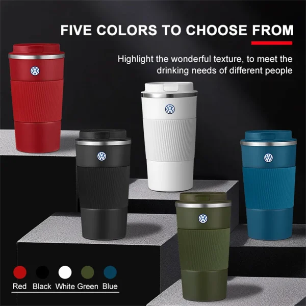 510ml Stainless Steel Coffee Tumbler Thermos Cup Travel Thermal Mug For VW Rline GTI Golf Caddy Passat B6 Sportvan Tiguan Polo 1