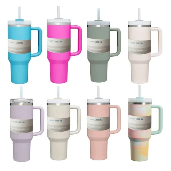 40oz Tumbler with Handle Straw Lid Thermos 40 oz Vacuum Insulated Coffee Mug Stanleies Steel Thermal Iced Travel Cup for Car 1
