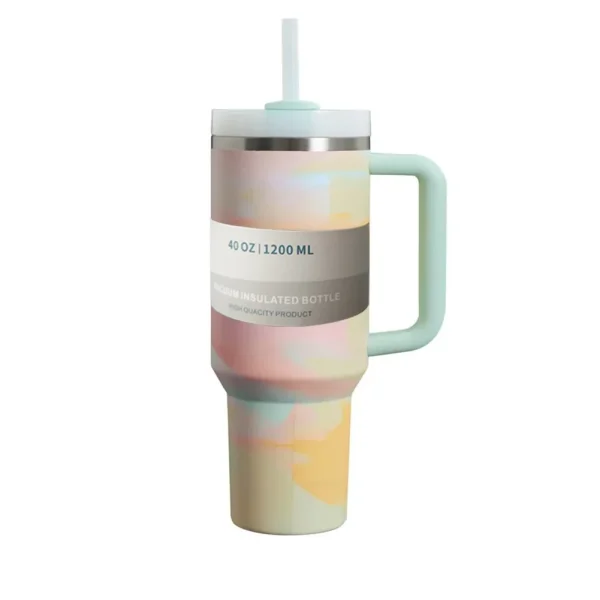 40oz Tumbler with Handle Straw Lid Thermos 40 oz Vacuum Insulated Coffee Mug Stanleies Steel Thermal Iced Travel Cup for Car 4