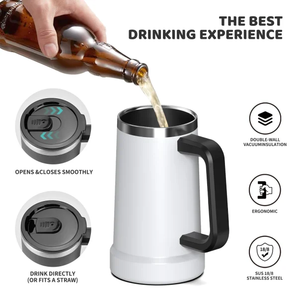 24oz Stainless Steel Insulated Cup Office and Home Coffee Mug with Handle Double 304 Vacuum Tumbler Keep Warm and Cold Thermal 4