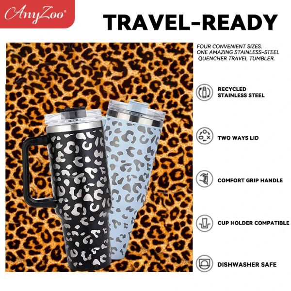 40 oz Tumbler With Handle Stainless Steel Thermos Water Bottle Travel Camping Coffee Thermos Mug Water Bottles Free Shipping 3