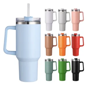 40oz Stainless Steel Insulated Water Bottle With Handle Drinking Cups Keeps Cold Tumbler With Lid Straw Mug for Summer Outdoor 1