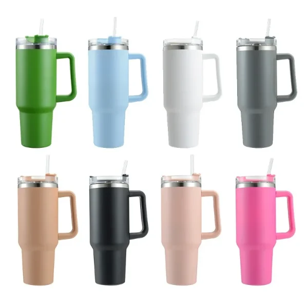 40oz Stainless Steel Insulated Water Bottle With Handle Drinking Cups Keeps Cold Tumbler With Lid Straw Mug for Summer Outdoor 4