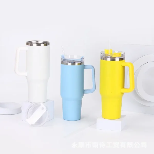 40oz Stainless Steel Insulated Water Bottle With Handle Drinking Cups Keeps Cold Tumbler With Lid Straw Mug for Summer Outdoor 5