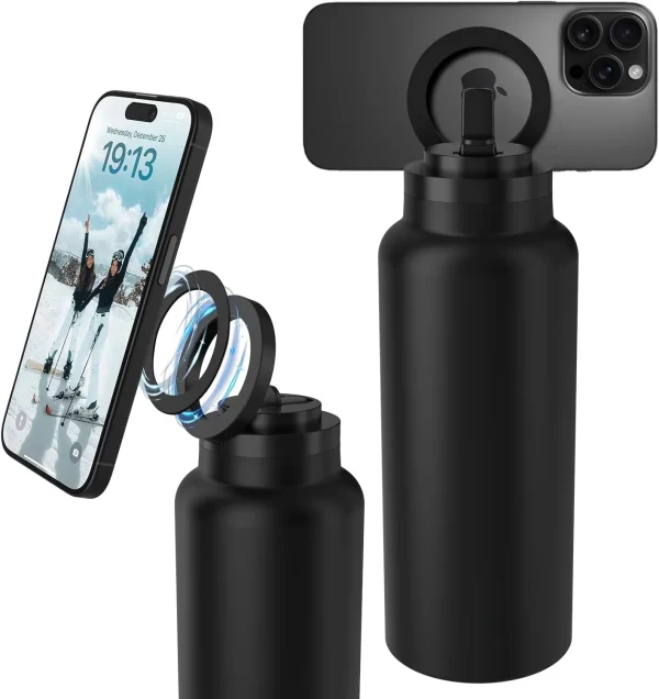 24 Oz Insulated Stainless Steel Sports Bottle Outdoor Sports Water Bottle Insulated Mug With Magnetic Phone Holder Thermos 1