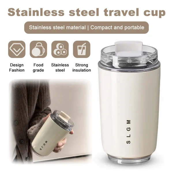 340ml Stainless Steel Thermos Coffee Cup Vacuum Insulated Hot Cold Drink Tumbler Portable Milk Mug Drinking Flask for Travel 1