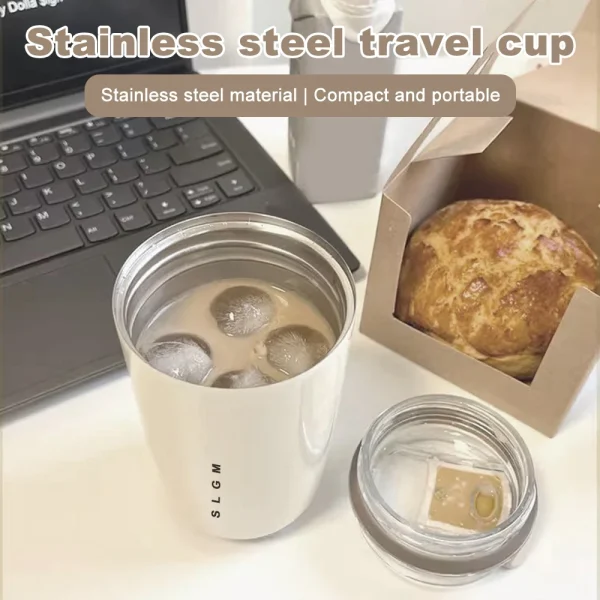 340ml Stainless Steel Thermos Coffee Cup Vacuum Insulated Hot Cold Drink Tumbler Portable Milk Mug Drinking Flask for Travel 2