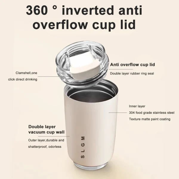 340ml Stainless Steel Thermos Coffee Cup Vacuum Insulated Hot Cold Drink Tumbler Portable Milk Mug Drinking Flask for Travel 6