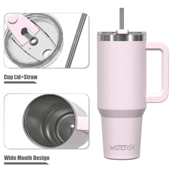 30oz 40oz Stainless Steel Thermal Cup with Handle and Straw Large Capacity Insulated Mug with Lid Double Vacuum Car Tumbler 2