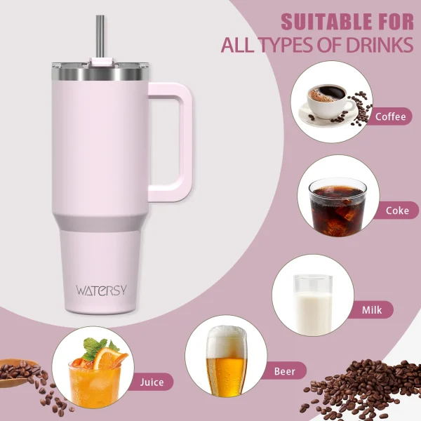 30oz 40oz Stainless Steel Thermal Cup with Handle and Straw Large Capacity Insulated Mug with Lid Double Vacuum Car Tumbler 6