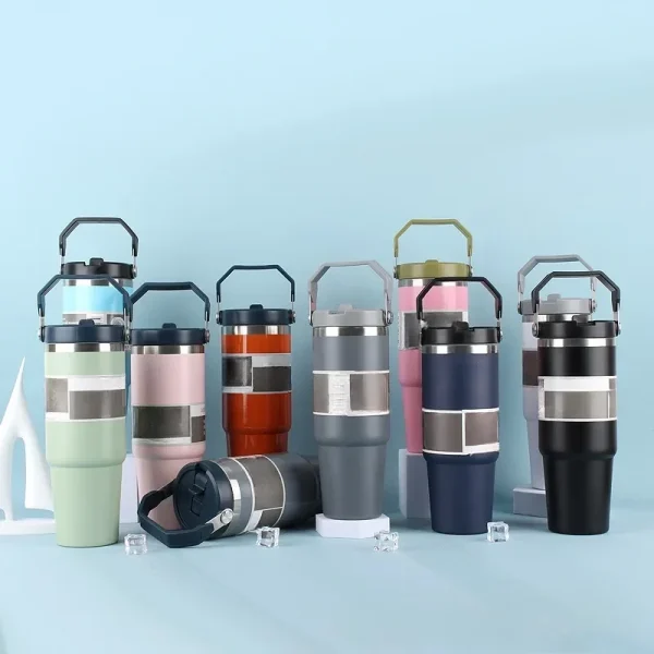 30Oz Leak-Proof Insulated Coffee Cup with Handle - 304 Stainless Steel Thermos for Automotive, Office, Outdoor 1