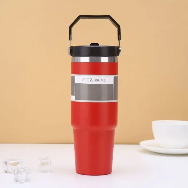 30Oz Leak-Proof Insulated Coffee Cup with Handle - 304 Stainless Steel Thermos for Automotive, Office, Outdoor 5