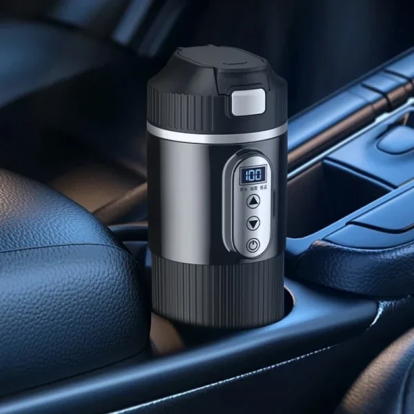 500ml Car Heating Cup Stainless Steel Heated Mug Digital LCD Display Thermos Cup Portable Electric Kettle Temperature Adjustable 2