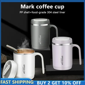 500ML Thermos Mug with Straw Carry Mug Lid Thermal Mug Vacuum Insulated Bottle Mugs Coffee Cups Stainless Steel Milk Coffee Cup 1