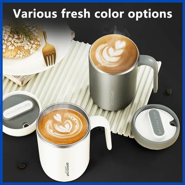 500ML Thermos Mug with Straw Carry Mug Lid Thermal Mug Vacuum Insulated Bottle Mugs Coffee Cups Stainless Steel Milk Coffee Cup 2