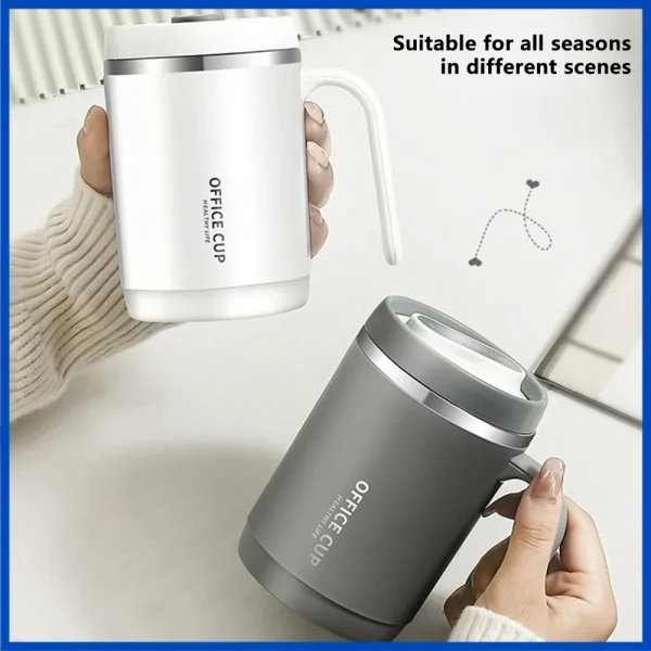 500ML Thermos Mug with Straw Carry Mug Lid Thermal Mug Vacuum Insulated Bottle Mugs Coffee Cups Stainless Steel Milk Coffee Cup 4