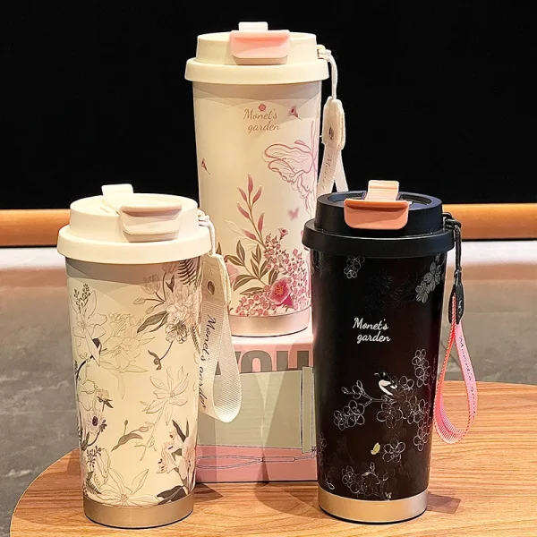 500ML Ceramic Thermo Cafe Coffee Mug Car Thermos Mug LeakProof Travel Thermo Cup for Tea Water Coffee Insulated Cup Drinkware 4
