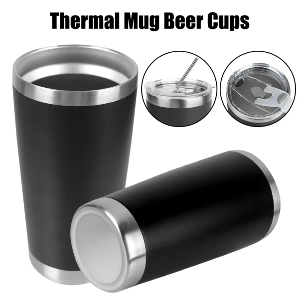 20oz With Lids Water Bottle Beer Cups Vacuum Insulated Leakproof Stainless Steel Tumbler Thermal Mug With Lids 1