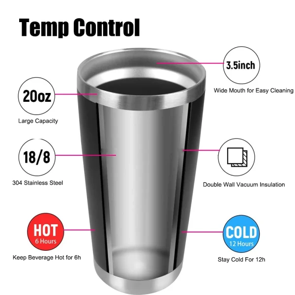 20oz With Lids Water Bottle Beer Cups Vacuum Insulated Leakproof Stainless Steel Tumbler Thermal Mug With Lids 5