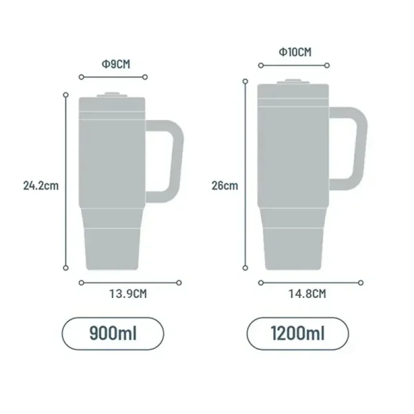 Tyeso 30oz/40oz Stainless Steel Water Bottles with Handle Straw Car Mug Travel Cups Thermal Iced Vacuum Insulated Coffee Cups 6