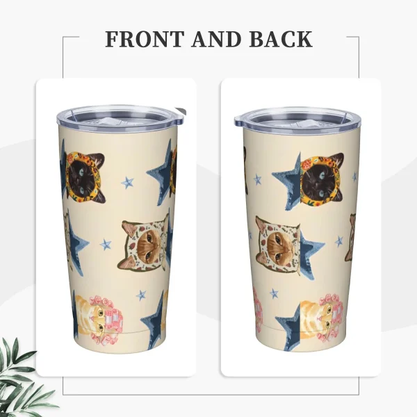 Cats Tumbler  Hot Drinks Water Bottle Portable Stainless Steel Thermal Cups Custom Travel Car Mugs 1