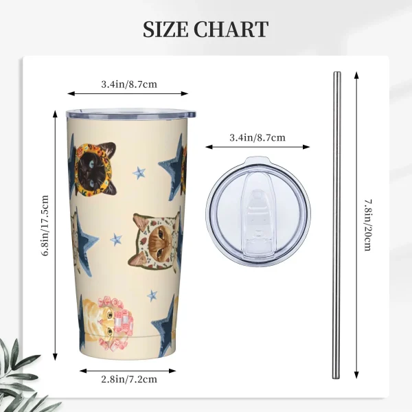 Cats Tumbler  Hot Drinks Water Bottle Portable Stainless Steel Thermal Cups Custom Travel Car Mugs 2