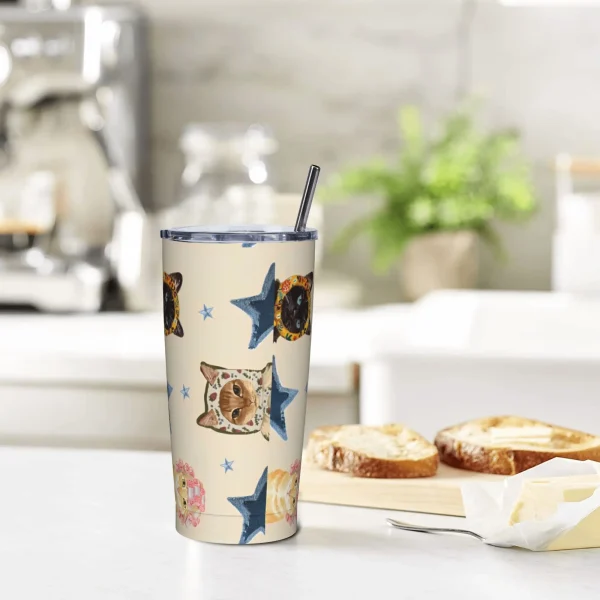 Cats Tumbler  Hot Drinks Water Bottle Portable Stainless Steel Thermal Cups Custom Travel Car Mugs 6