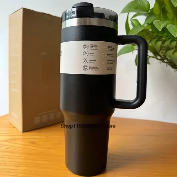 2025 40Oz Stainless Steel Vacuum Insulated Tumbler Cups Brand With Lids And Straws Handle Straw Leakproof Flip Coffee Mugs 2