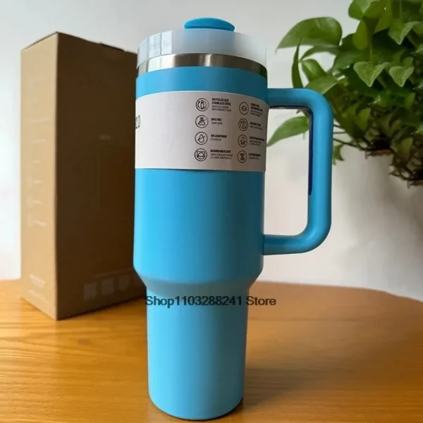 2025 40Oz Stainless Steel Vacuum Insulated Tumbler Cups Brand With Lids And Straws Handle Straw Leakproof Flip Coffee Mugs 3