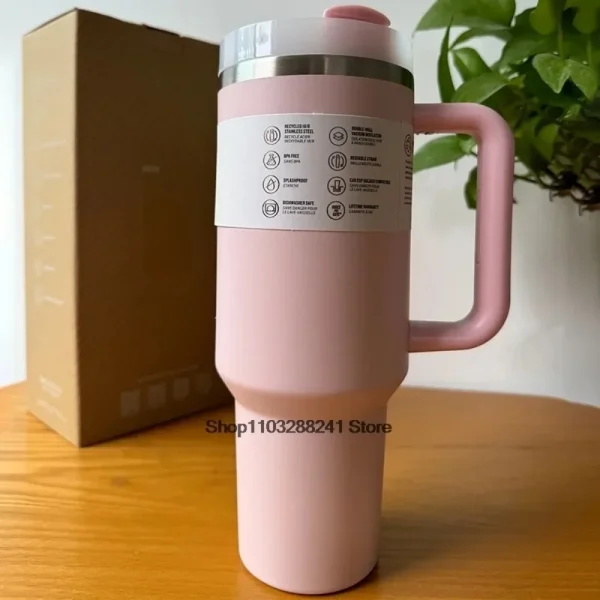 2025 40Oz Stainless Steel Vacuum Insulated Tumbler Cups Brand With Lids And Straws Handle Straw Leakproof Flip Coffee Mugs 4