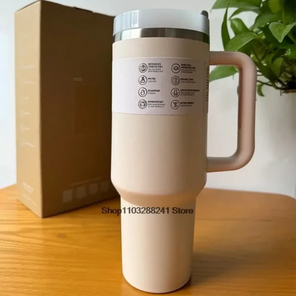 2025 40Oz Stainless Steel Vacuum Insulated Tumbler Cups Brand With Lids And Straws Handle Straw Leakproof Flip Coffee Mugs 5