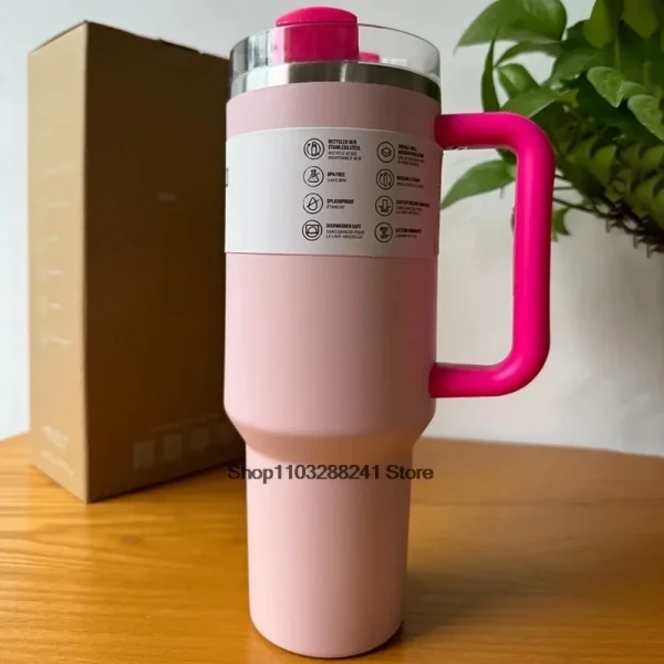 2025 40Oz Stainless Steel Vacuum Insulated Tumbler Cups Brand With Lids And Straws Handle Straw Leakproof Flip Coffee Mugs 6