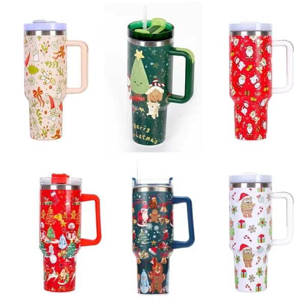 For Christmas Gift 40oz Tumbler with Handle Thermos Botle Stainless Steel Cup Thermal Mug Keeps Cold and Heat Water Botlle 1