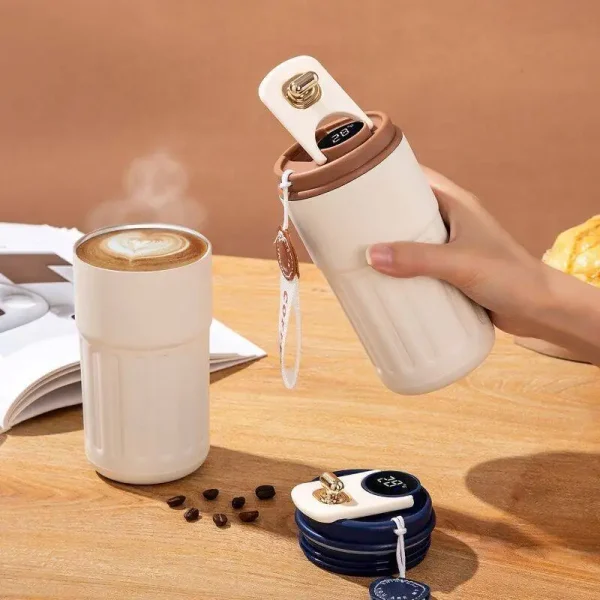 450ML Thermo Cafe Coffee Mug Car Thermos Mug 316 Stainless Steel Travel Thermo Cup for Tea Coffee Smart Display Temperature 2