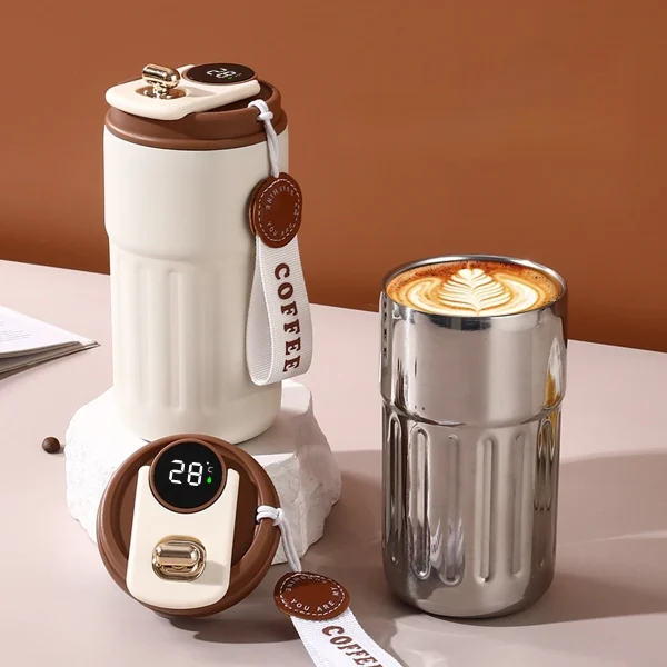 450ML Thermo Cafe Coffee Mug Car Thermos Mug 316 Stainless Steel Travel Thermo Cup for Tea Coffee Smart Display Temperature 5