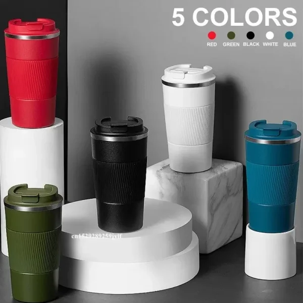 380ml 510ml Stainless Steel Coffee Cup Thermos Mug Garrafa Termico Caneca Termica Cafe Copo Non-slip Travel Car Insulated Bottle 2
