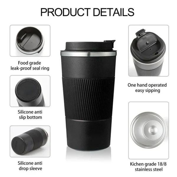 380ml 510ml Stainless Steel Coffee Cup Thermos Mug Garrafa Termico Caneca Termica Cafe Copo Non-slip Travel Car Insulated Bottle 5