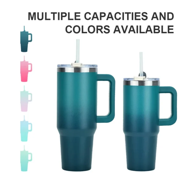 30/40OZ Stainless Steel Thermos Bottle Tumbler with Handle Large Capacity Insulated Cup Portable Gym Water Bottle Sports Kettle 2