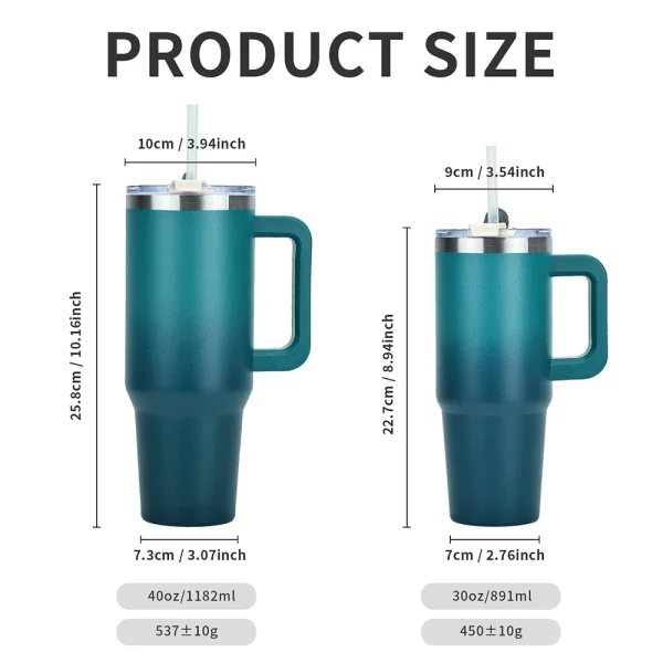 30/40OZ Stainless Steel Thermos Bottle Tumbler with Handle Large Capacity Insulated Cup Portable Gym Water Bottle Sports Kettle 5