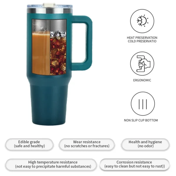 30/40OZ Stainless Steel Thermos Bottle Tumbler with Handle Large Capacity Insulated Cup Portable Gym Water Bottle Sports Kettle 6