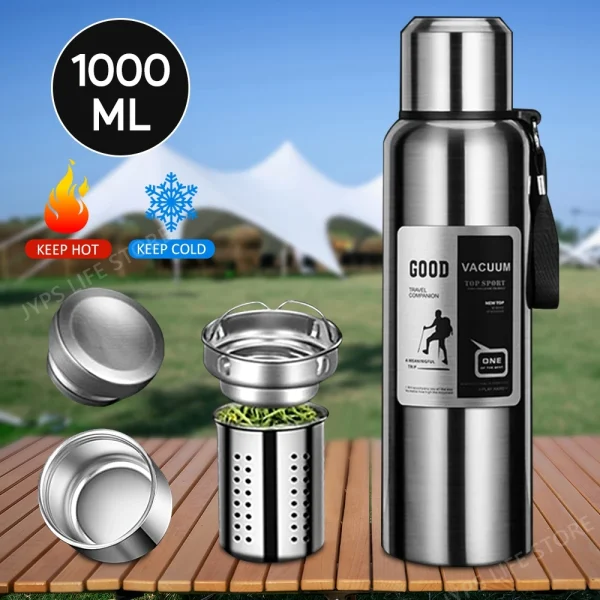 800/1000ML Stainless Steel Thermos Bottle Sport Thermal Water Bottle Keep Cold and Hot Insulated Cup Outdoor Campping Drinkware 1