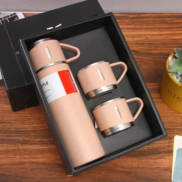 304 Stainless Steel Vacuum Insulated Bottle Gift Set Office Business Style Coffee Mug ThermosBottle Portable Flask 500ML 4