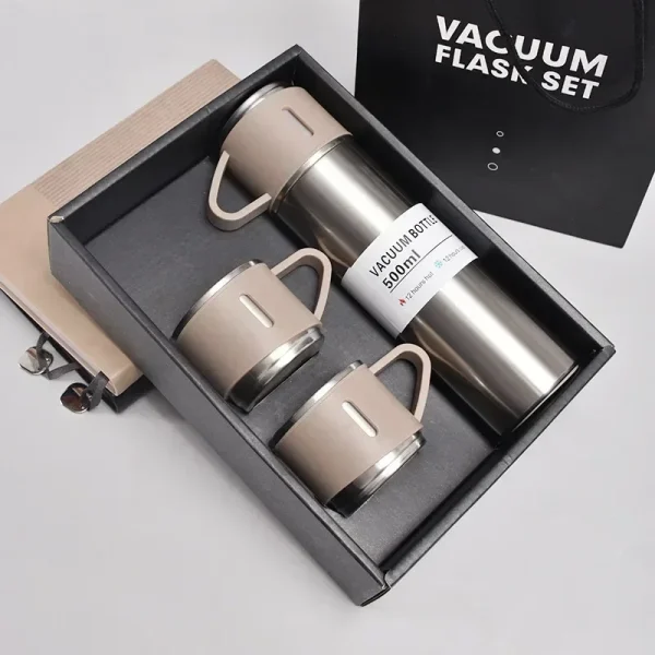 304 Stainless Steel Vacuum Insulated Bottle Gift Set Office Business Style Coffee Mug ThermosBottle Portable Flask 500ML 5