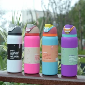 24 oz 32 oz OwalaMug Iced Water Bottle Thermal Flask with Straw Sports Thermoses Cup Thermo Tumbler Hot Coffee Mug BPA Free 1