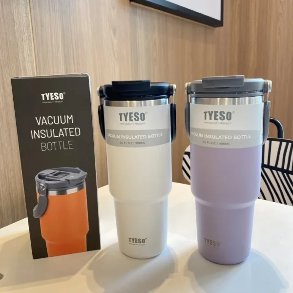 900ML Tyeso Stainless Steel Coffee Cup Cold And Hot Double-layer Insulated Cup Tumbler Thermo Water Bottle Car Travel Mug 1