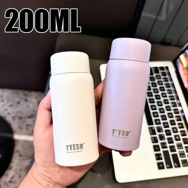 TYESO 200ml Stainless Steel Thermos Cup Cute Insulated Tumbler for Coffee & Water Portable Leak-Proof Thermal Bottle for Travel 1