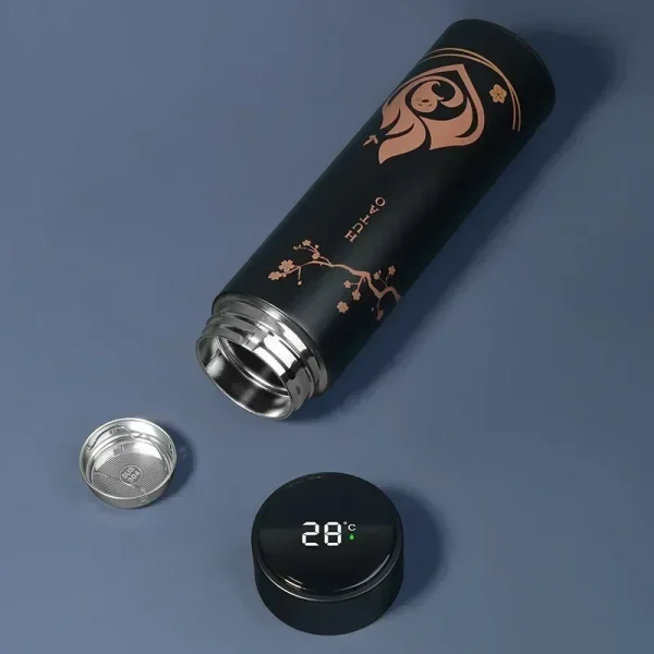 Genshin Vacuum Flask Water Bottles LED Temperature Display Stainless Steel Coffee Mugs Game Zhongli Xiao Anime Thermos Cups 3