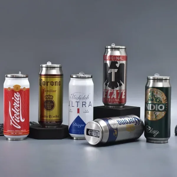 500ML Thermos with Straw Cola Can Termos Para Cafe Beer Bottle 304 Stainless Steel BEER Cold Keeper Drinkware Garrafa Térmica 4
