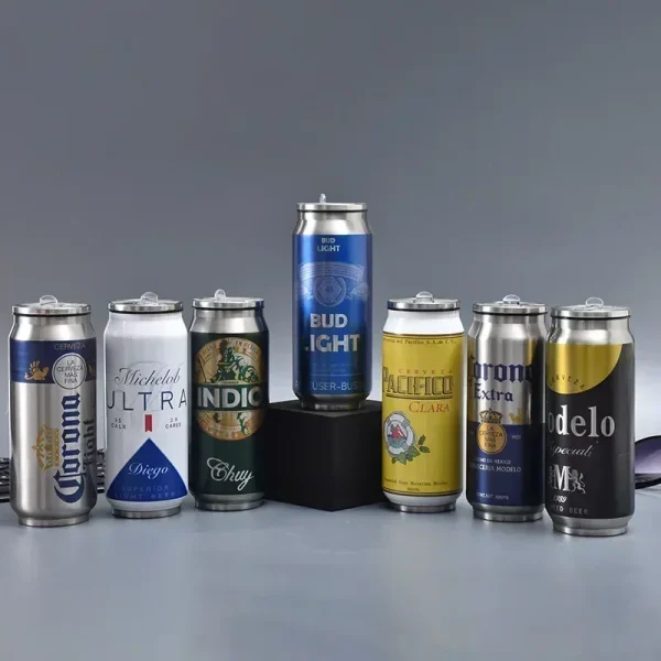 500ML Thermos with Straw Cola Can Termos Para Cafe Beer Bottle 304 Stainless Steel BEER Cold Keeper Drinkware Garrafa Térmica 5