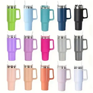 40oz Stainless Steel Insulated Water Bottle With Handle Drinking Cups Keeps Cold Tumbler With Lid Straw Mug for Summer Outdoor 1